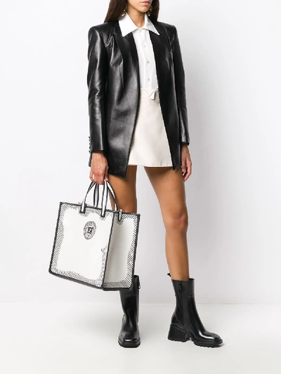 Shop Fendi Leather Shopping Bag In White