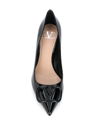 Shop Valentino Vlogo Leather Pumps In Black