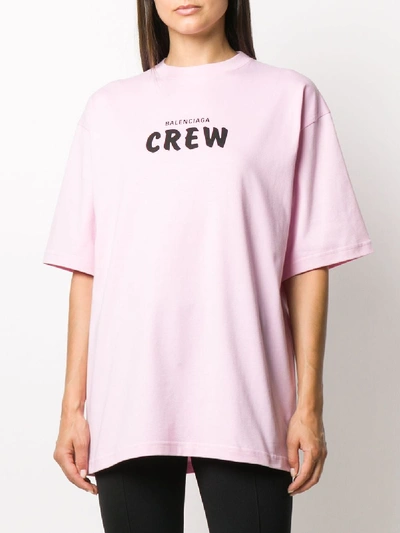 Shop Balenciaga Crew Logo Cotton T-shirt In Pink