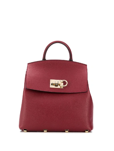 Shop Ferragamo The Studio Leather Backpack In Red