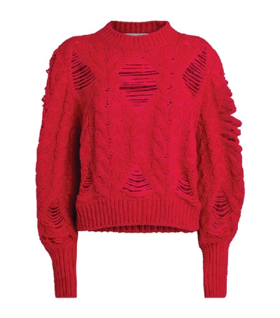 Shop Stella Mccartney Distressed Cable-knit Sweater