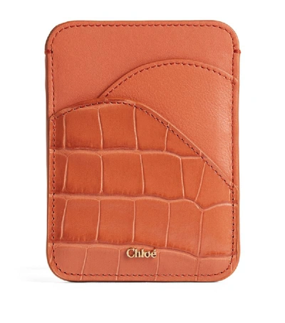 Shop Chloé Croc-embossed Leather Walden Card Holder