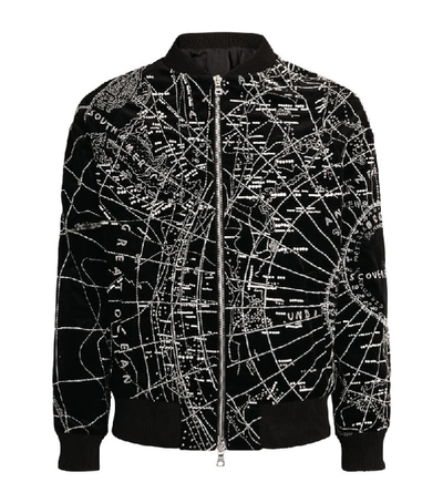 Shop Balmain Embroidered Velvet Bomber Jacket