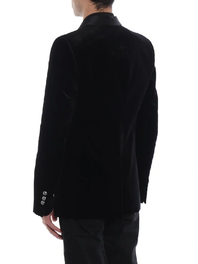 Shop Balmain Velvet Suit Jacket In Black