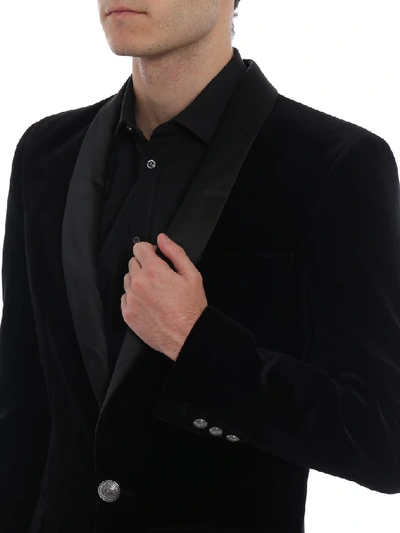 Shop Balmain Velvet Suit Jacket In Black