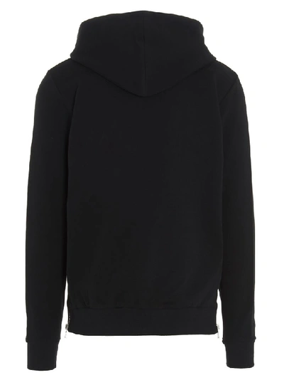 Shop Balmain Embroidered Zipped Hoodie In Black