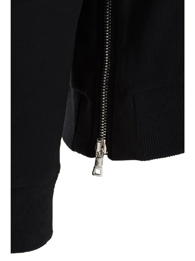 Shop Balmain Embroidered Zipped Hoodie In Black