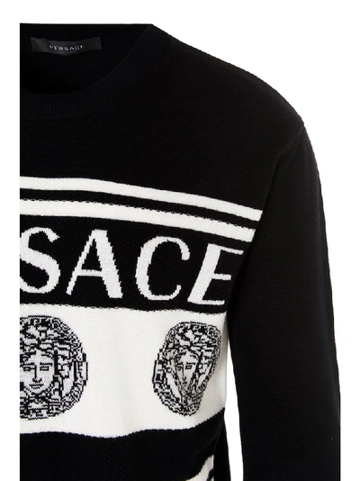 Shop Versace Medusa Logo Knit Sweater In Black