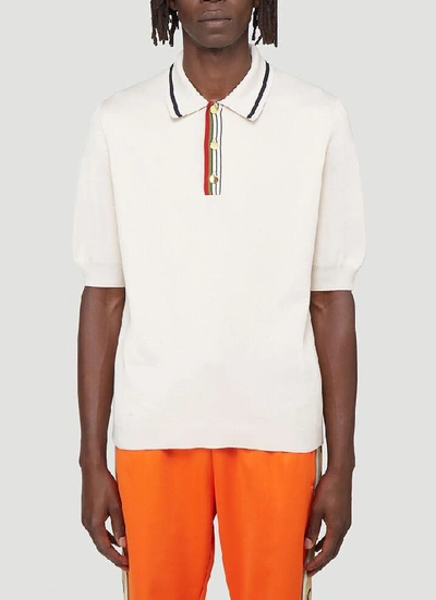 Shop Gucci Web Polo Shirt In White