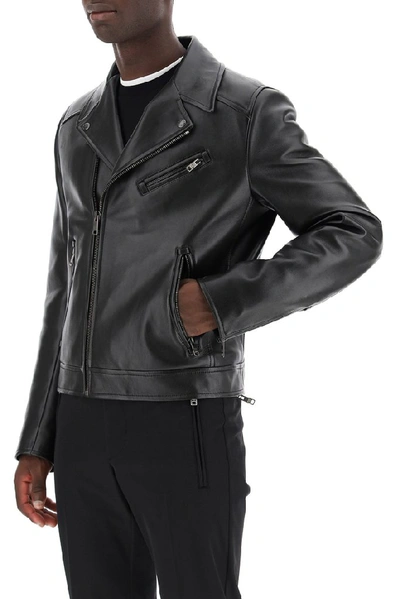 Shop Prada Zipped Biker Jacket In Black