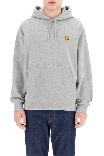 Shop Kenzo Tiger Crest Hoodie In Grey