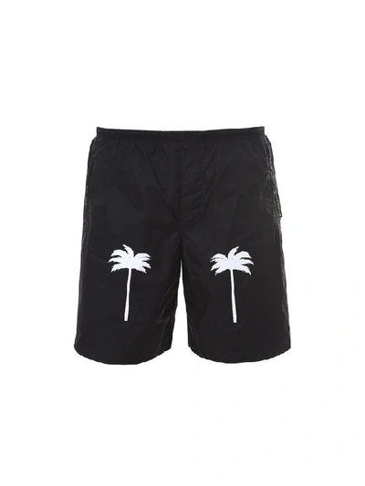 Shop Palm Angels Tree Print Swim Shorts In Black