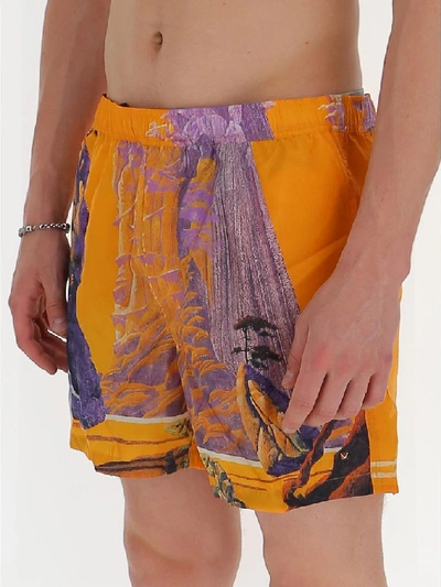 Shop Valentino Printed Swim Shorts In Yellow