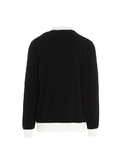 Shop Balmain Logo Intarsia Knitted Sweater In Black
