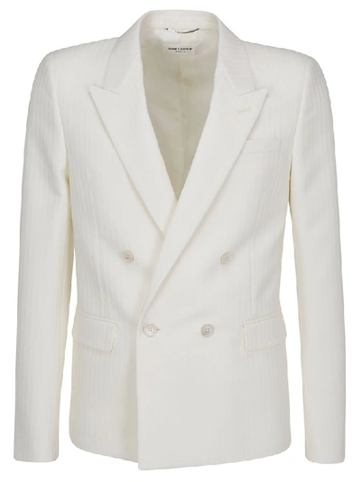 Shop Saint Laurent Double Breasted Jacket In White