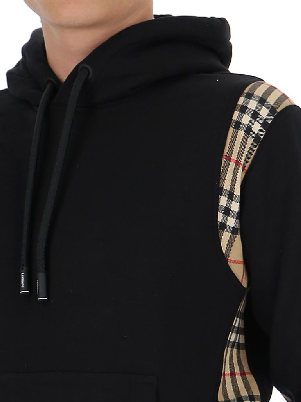 Burberry Vintage Check Panel Hoodie In Black ModeSens