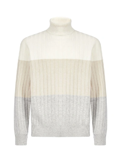 Shop Brunello Cucinelli Turtleneck Ribbed Knitted Sweater In Multi