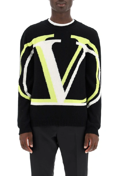 Shop Valentino Vlogo Crew Neck Sweater In Black
