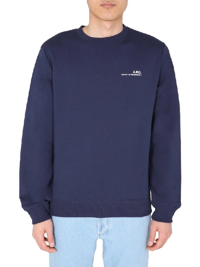 Shop Apc A.p.c. Item Logo Sweatshirt In Blue