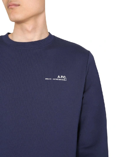 Shop Apc A.p.c. Item Logo Sweatshirt In Blue