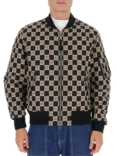 Shop Burberry Chequer Print Bomber Jacket In Multi