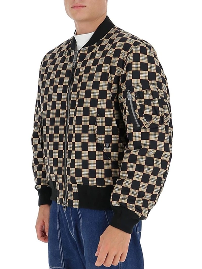 Shop Burberry Chequer Print Bomber Jacket In Multi