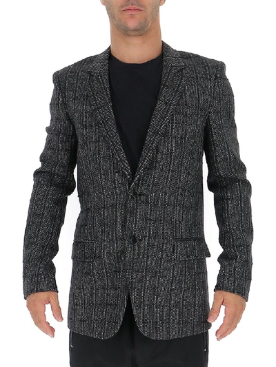 Shop Saint Laurent Checkered Cardigan In Black