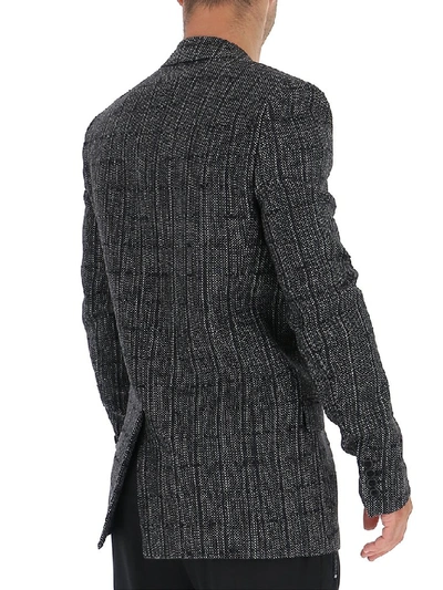 Shop Saint Laurent Checkered Cardigan In Black