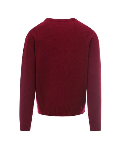 Shop Maison Kitsuné Fox Head Intarsia Knitted Sweater In Red