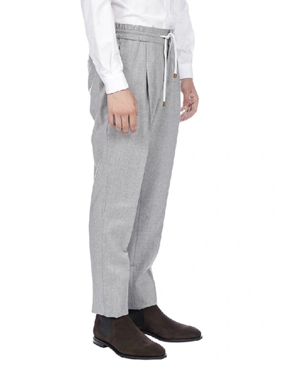 Shop Brunello Cucinelli Drawstring Tailored Trousers In Grey
