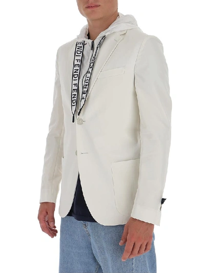 Shop Fendi Slim Fit Hooded Blazer In White