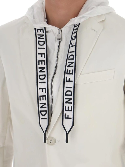 Shop Fendi Slim Fit Hooded Blazer In White