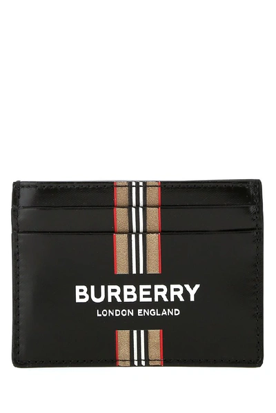 Shop Burberry Logo And Icon Stripe Print Cardholder In Black