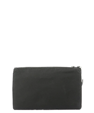Shop Prada Logo Plaque Clutch Bag In Black