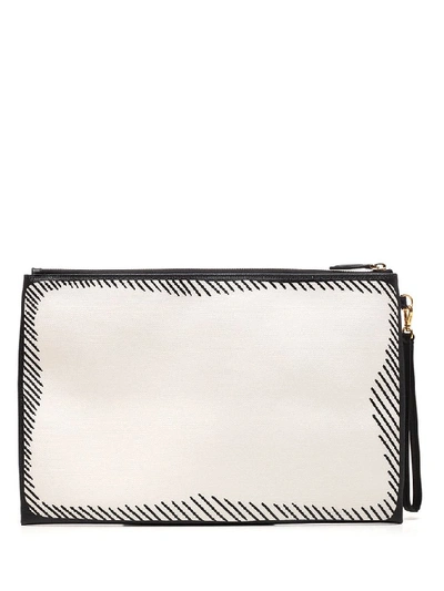 Shop Fendi Logo Stamp Large Pouch In White