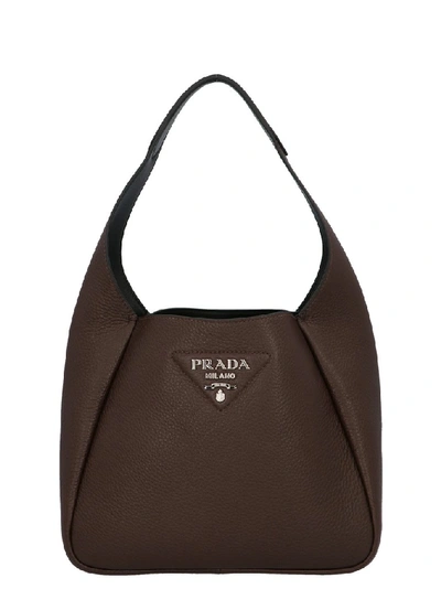 Shop Prada Hobo Shoulder Bag In Brown