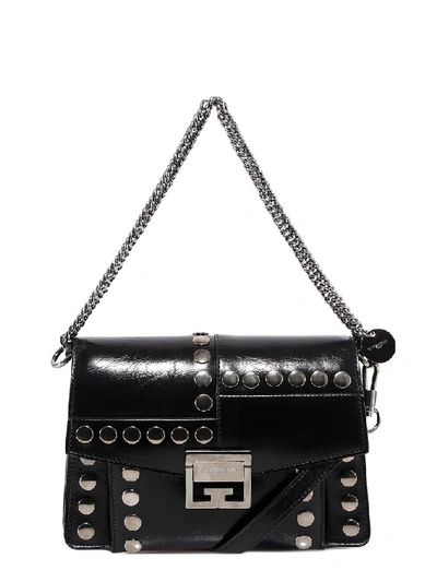 Shop Givenchy Gv3 Studded Shoulder Bag In Black