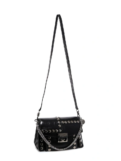 Shop Givenchy Gv3 Studded Shoulder Bag In Black