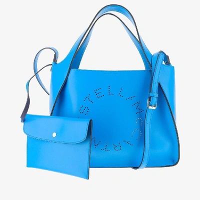 Shop Stella Mccartney Logo Tote Bag In Blue