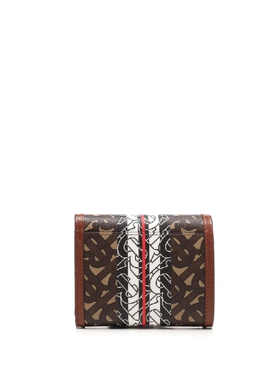 Shop Burberry Small Monogram Stripe Print Folding Wallet In Brown