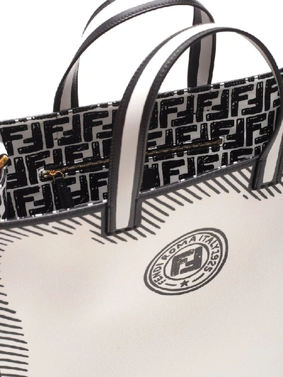 Shop Fendi Logo Stamp Shopper Bag In White