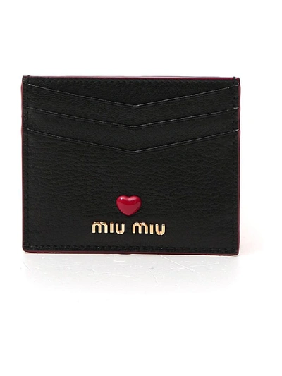 Shop Miu Miu Madras Love Card Holder In Black