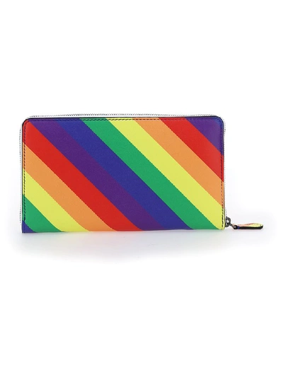 Shop Balenciaga Ville Rainbow Striped Continental Zip Wallet In Multi