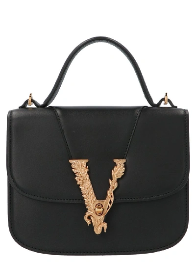 Shop Versace Virtus Small Handbag In Black