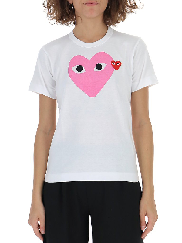 comme des garcons play women's double heart logo tee