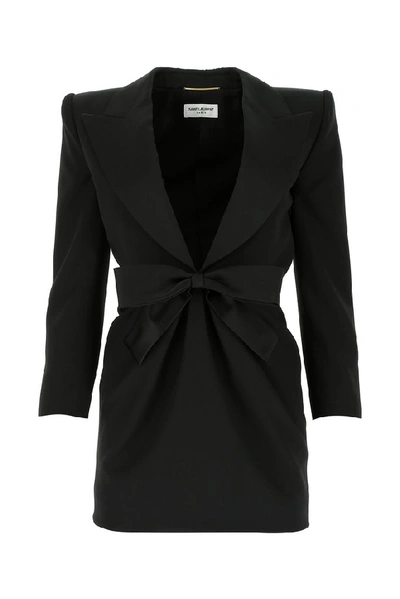 Shop Saint Laurent Tuxedo Mini Dress In Black