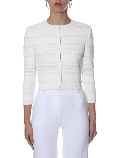 Shop Alexander Mcqueen Crewneck Knitted Cardigan In White