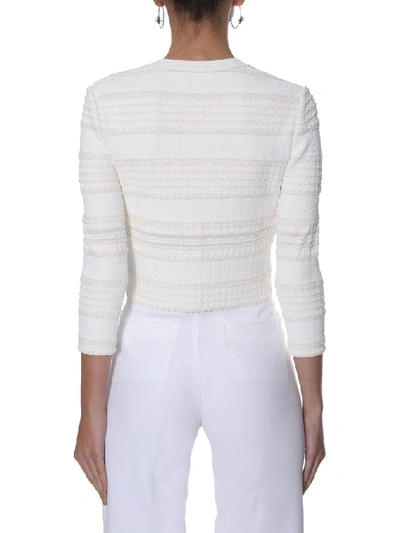 Shop Alexander Mcqueen Crewneck Knitted Cardigan In White