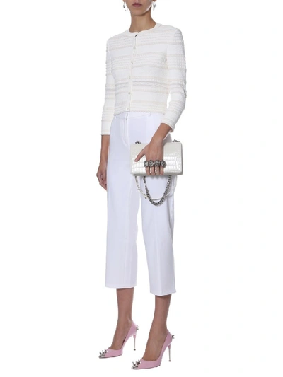 Shop Alexander Mcqueen Crewneck Knitted Cardigan In White