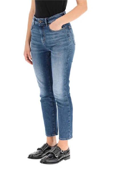 Shop Weekend Max Mara Finanza Cropped Denim Jeans In Blue